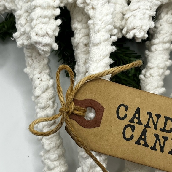 6 handmade vintage chenille hobnail Christmas candy canes ornaments farmhouse - Picture 3 of 11